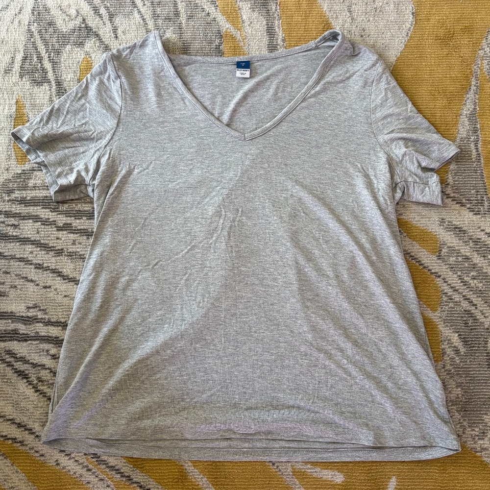 Gray V-Neck T-Shirt- Old Navy